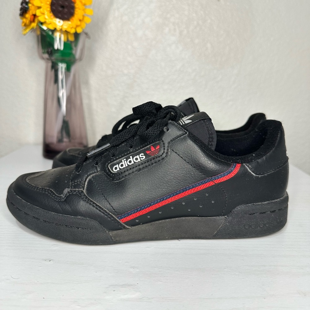 Adidas Big Kid’s Black Sneakers with Red Stripe
